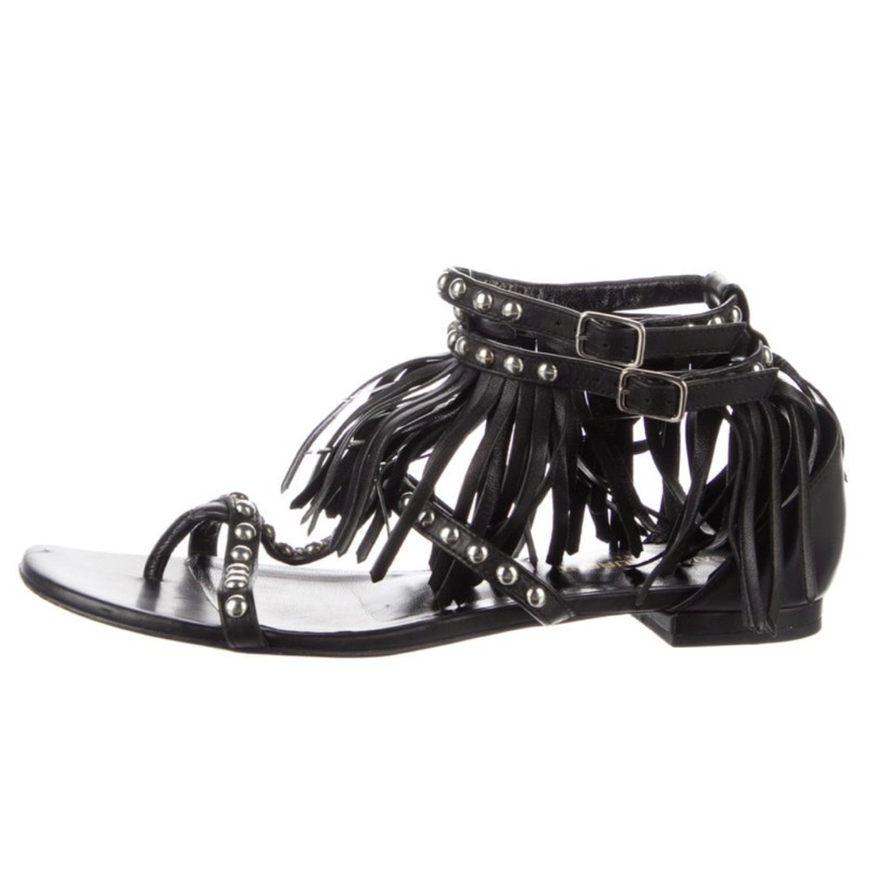 •   Saint Laurent Leather Gladiator Sandals
